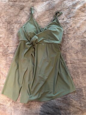 Olive Twist-Front One-Piece Maternity Swimsuit